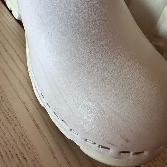 Vollsja Geniune Leather Wooden Clogs Made in EU White size 40/ 10 - Picture 4 of 10